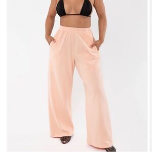 NEW! Los Angeles Apparel peach Wide Leg Peach Lounge Pants
